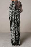 Siddartha Tytler Black and grey sequin sari set Online Shopping