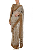 Siddartha Tytler Copper sequinned sari set Online Shopping