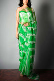 Saksham and Neharicka Green tie &amp; dye sari Online Shopping