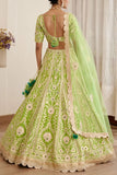 Shyam Narayan Prasad Green embroidered lehenga set Online Shopping