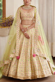 Shyam Narayan Prasad Light green embroidered lehenga set Online Shopping