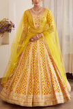 Shyam Narayan Prasad Yellow embroidered lehenga set Online Shopping