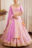 Shyam Narayan Prasad Lavender embroidered lehenga set Online Shopping