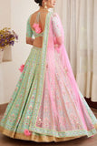 Shyam Narayan Prasad Sea green and pink lehenga set Online Shopping