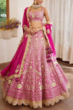 Shyam Narayan Prasad Pink embroidered lehenga set Online Shopping