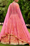 Shyam Narayan Prasad Red and pink embroidered lehenga set Online Shopping