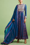 Shyam Narayan Prasad Teal blue embroidered kurta set Online Shopping