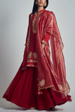 Sheetal Batra Deep red habutai silk kurta garara set Online Shopping