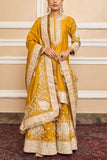 Sheetal Batra Glaze mustard embroidered gharara set Online Shopping