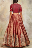 Sue Mue Maroon tissue lehenga set Online Shopping