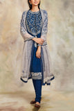 Sue Mue Blue embroidered kurta set Online Shopping