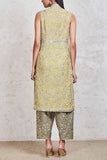 Sue Mue Yellow and khadi embroidered kurta set Online Shopping