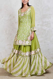 Sue Mue Green embroidered sharara set Online Shopping