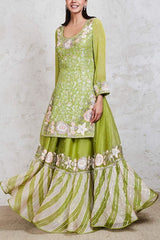 Sue Mue Green embroidered sharara set Online Shopping