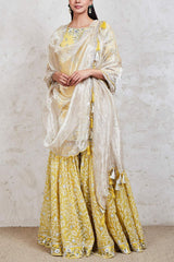 Sue Mue Yellow embroidered gharara set Online Shopping