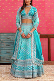 Trisvaraa Aqua embroidered lehenga set Online Shopping