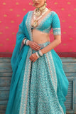 Trisvaraa Sky blue embroidered lehenga set Online Shopping