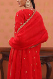 Trisvaraa Red embroidered kurta set Online Shopping