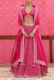 Trisvaraa Pink floral embroidered lehenga set Online Shopping