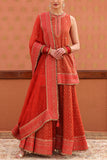 Trisvaraa Orange embroidered sharara set Online Shopping