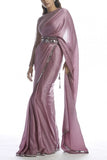 Vvani by Vani Vats Old rose satin chiffon sari set Online Shopping