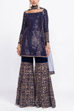 Vvani by Vani Vats Navy blue sharara set Online Shopping