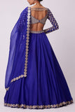 Vvani by Vani Vats Persian blue mirror embroidery lehenga set Online Shopping