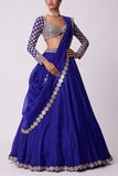 Vvani by Vani Vats Persian blue mirror embroidery lehenga set Online Shopping