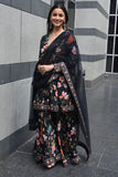 Ridhi Mehra Black floral anarakali gharara set Online Shopping