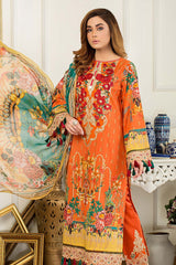 Adan Libas Yellowish Orange Swiss Lawn 2022 Online Shopping