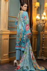 Adan Libas Grey Blue Embroidered & Printed Lawn 2022 Online Shopping