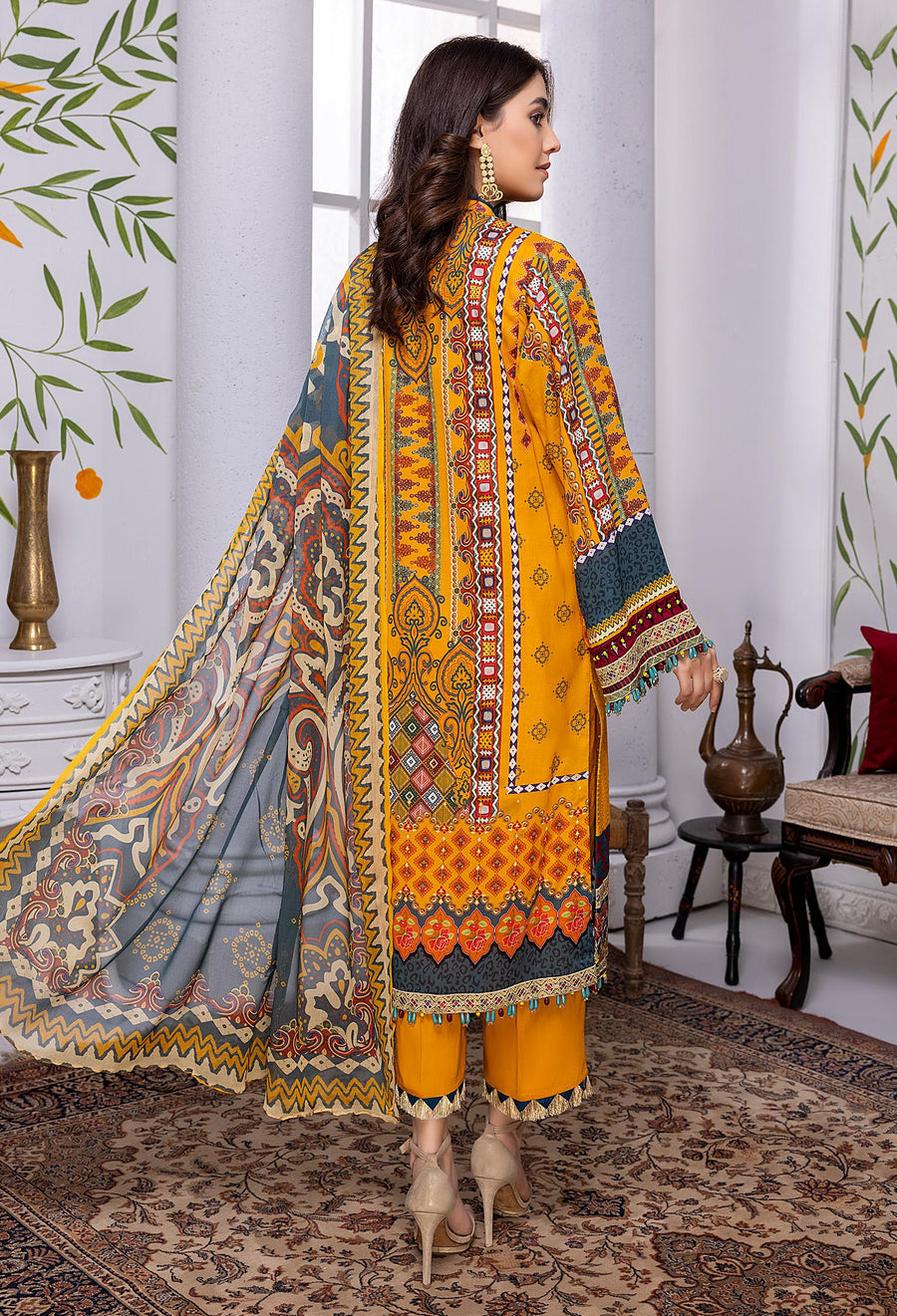 Adan's Libas Yellow Almond Chikankari Lawn 2022 Online Shopping