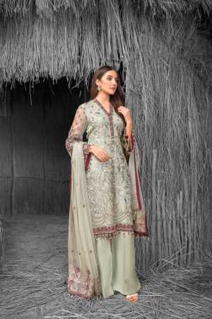 Flossie 03 Olive Green Safeera Chiffon Collection 2021