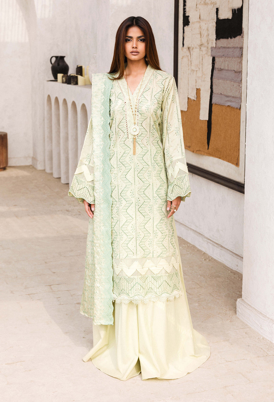 Adan Libas Design # 5722 Chikankari Lawn Prints Online Shopping