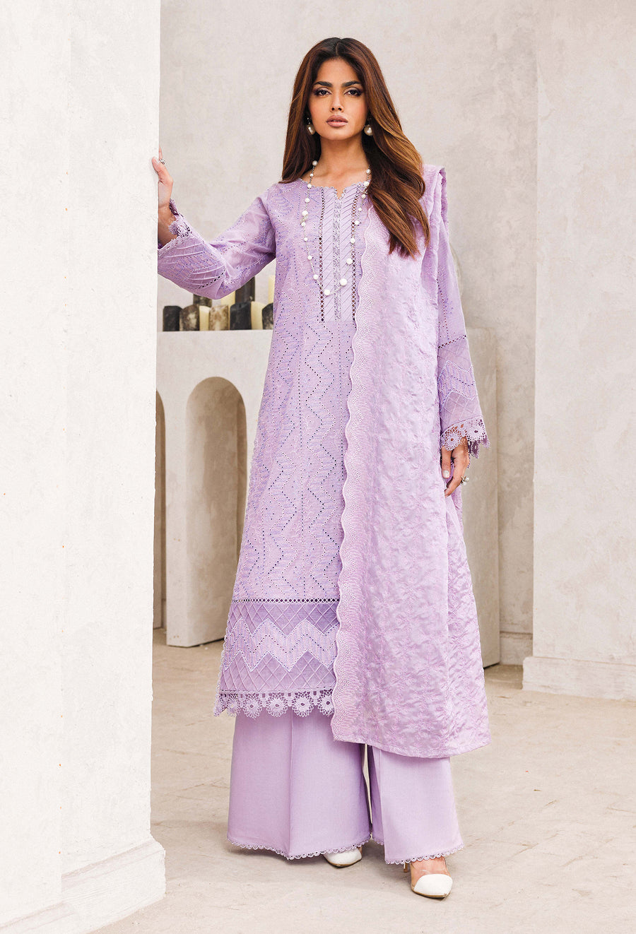 Adan Libas Design # 5725 Chikankari Lawn Prints Online Shopping