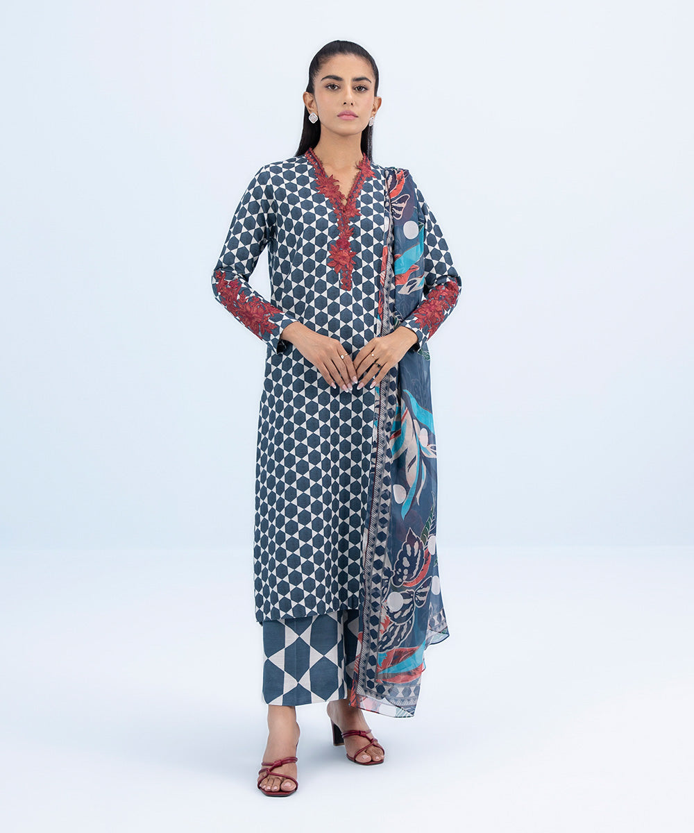 Sapphire U3PE-DY23V9-4 3 Piece Embroidered Khaddar Suit Winter Collection Online Shopping