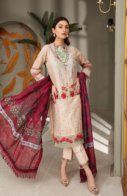 Al Zohaib FHPC-21-01 Peach Dust N Red Festive Hues 2021