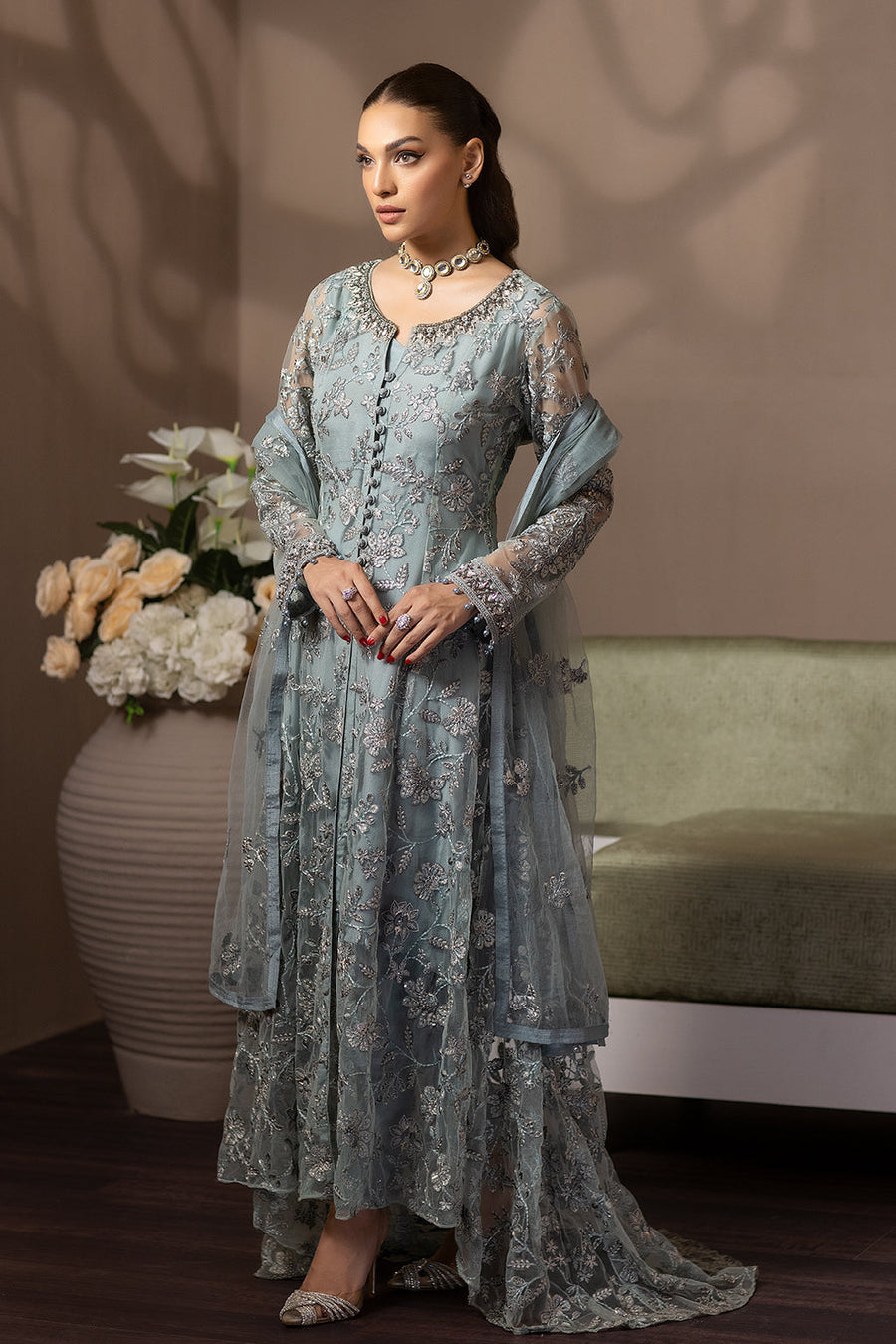 Flossie Winter Mint (B) Avalanche Chiffon Collection Online Shopping