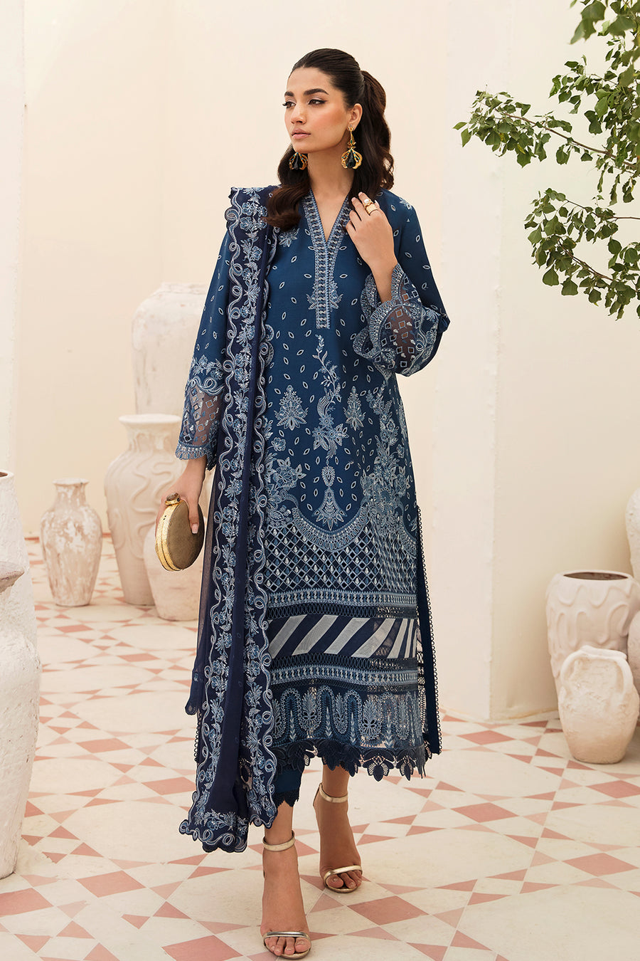 Afrozeh Azure Chikankari Lawn Online Shopping