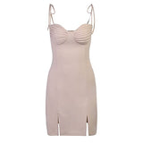 Ladiess Sexy Solid Sleeveless V-Neck Bandage Dress Summer Casual Dress UK Size Evening Gowns Work Maxi Dress | Women's Work Dresses