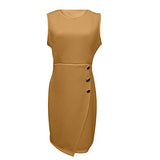 Ladies Summer Sleeveless Casual Solid O-Neck Knee-Length Ladies Dress Bodycon Dress Office Wear for Casual Club Cocktail Evening Gowns Work UK Size 8-26 | Original Brand | Women's Cocktail Dresses