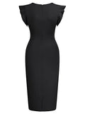 Women's Business Retro Ruffles Slim Cocktail Pencil Dress | Women's Work Dresses