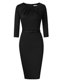 Black Women's Work Dress V-Neck Business Dress Slim Bodycon Pencil Dress - KOJOOIN | Women's Work Dresses