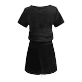 Summer Dresses for Women, Ladies Summer Fashion Casual V-Neck Short Sleeve Bandage Solid Loose Dress Party UK Size | Women's Work Dresses