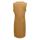 Ladies Summer Sleeveless Casual Solid O-Neck Knee-Length Ladies Dress Bodycon Dress Office Wear for Casual Club Cocktail Evening Gowns Work UK Size 8-26 | Original Brand | Women's Cocktail Dresses