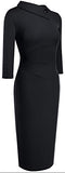 Women's Retro Pleated Bodycon Work Office Pencil Dresses B574 | Women's Work Dresses