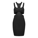 Ladies Summer Fashion Sexy Solid V-Neck Hollow Cross Halter Backless Dress UK Size Party Dress | Women's Work Dresses