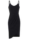 Women's Elegant Spaghetti Straps Deep V Neck Sleeveless Bodycon Party Dress