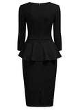 Women's Retro Square Neck Ruffle Style Slim Business Pencil Dress | Women's Work Dresses