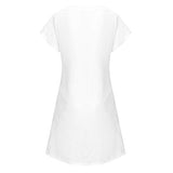 Ladies Casual O-Neck Cotton Linen Giraffe Print Short Sleeve Dress Bodycon Dress Office Wear for Casual Club Cocktail Evening Gowns Work UK Size 8-26 | Women's Work Dresses